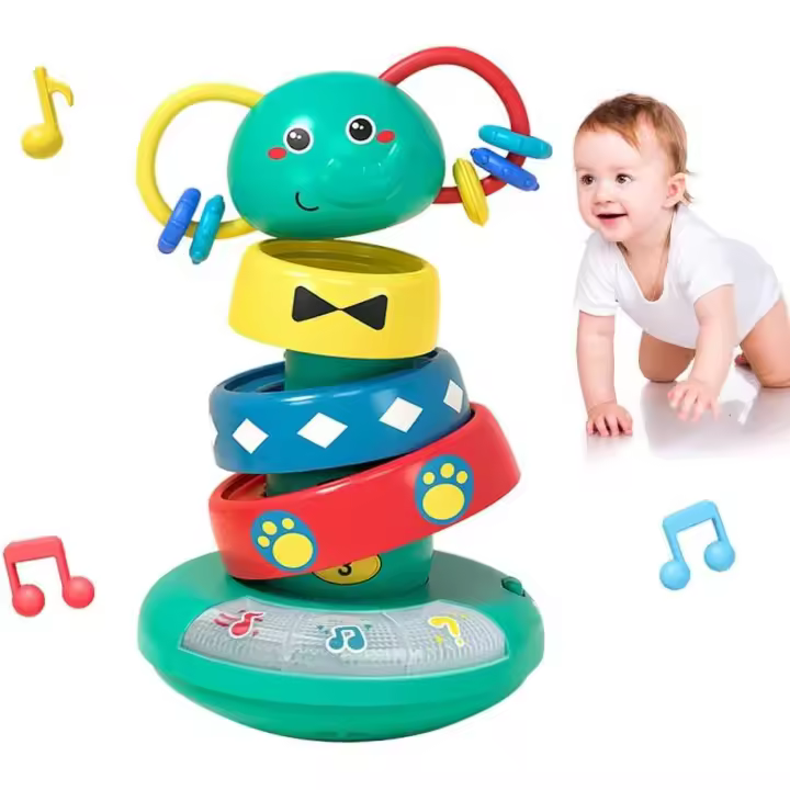 Juguetes educativos para niños de 1, 2 y 3 años - Juguetes Montessori - Regalos para niñas y niños de 1 año - Juguetes apilables para bebés de 12 meses con música y luces - 1