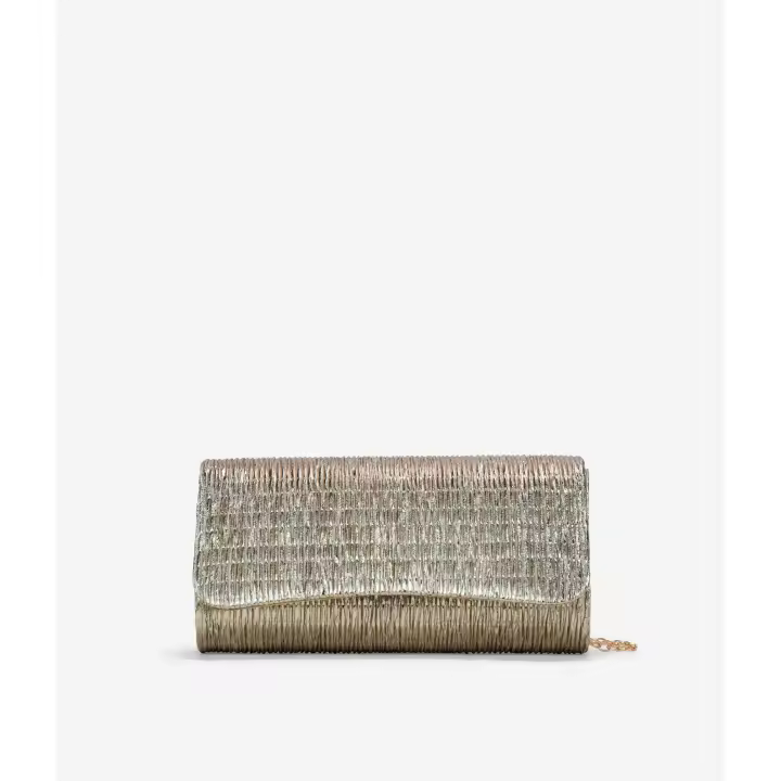Bosanova Bolso pequeño de fiesta estilo clutch para mujer con detalle de solapa con plisado y asa de cruzar de cadena extraíble. Cierre con imán en la solapa. - 1