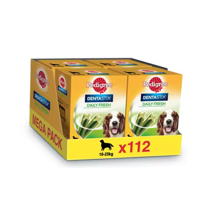 DENTASTIX - Daily Fresh - Snack Dental (112 Unidades) Frescor Diario para Perros Medianos (10-25 kg) **IMPORTANTE** CADUCIDAD SEPTIEMBRE 2025 - 1