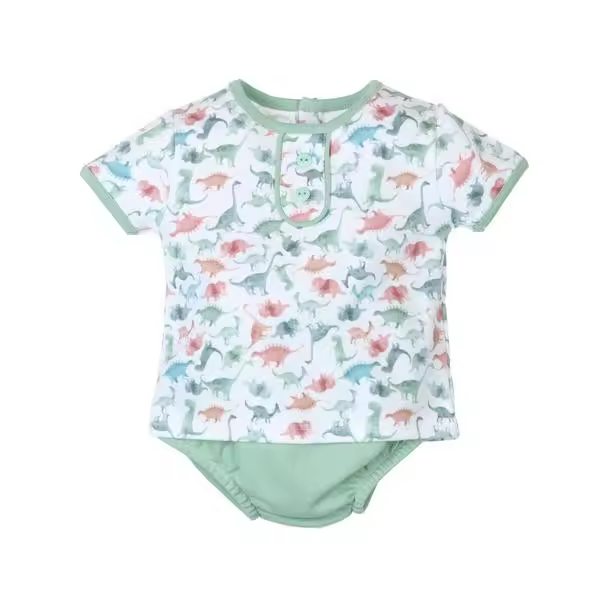 Conjunto corto de 2 piezas para bebé niño Dino color verde mint-27657-Tony Bambino - 1