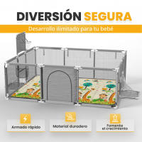 Parque Infantil Bebe + Pelota de Fútbol y Baloncesto - Corralito Plegable 180 x 120 x 60cm - Parque de Juegos Con Malla Transpirable - Centro de Actividades Gimnasio Cuna - details 8