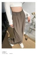 Pantalones Anchos Elegantes Para Mujer Estilo Coreano Cintura Alta Negro Pantalones Sueltos Para Oficina Moda 2024 - details 11