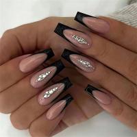 Juego De 24 Uñas Postizas Con Diseño De Flor Y Forma De Coffin Largas Ballerina Frases Francesas Acrílicas Cubiertas Por Encima Para Uñas Artísticas - details 21