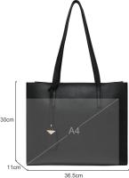 Bolso de mano para mujer, bolso grande de piel suave, bolso de hombro sencillo con cremallera para la escuela, el trabajo y el ocio (Negro) - details 0