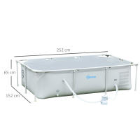 Outsunny Piscina Desmontable Tubular 292x190x75 cm o 252x152x65 cm con Depuradora de Cartucho 1200L/H Piscina Rectangular de Exterior para Adultos y Niños 3600L Gris - details 2