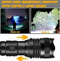 Linterna Táctica Recargable XHP70 Super Potente Con Foco Variable 30W Torcha Larga Distancia Para Camping Emergencias Resistente Al Agua Y Choques - details 5