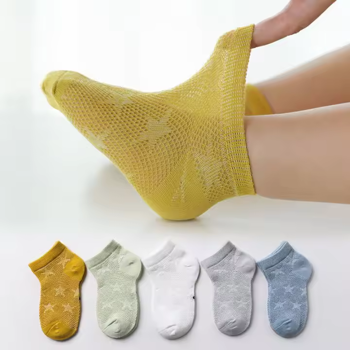 Calcetines De Verano Para Niños Y Niñas 5 Pares Calcetines Deportivos Transpirables De Algodón Suave Y Cómodo Para Niños Y Niñas De 0 a 8 Años Estilo Casual - 1