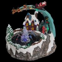 XOCOTŌ® Escena de navidad "Peterhof" Pueblo de navidad luminoso con Fuente, árbol y Papá-Noel con renos  25x19x21 cm - details 0