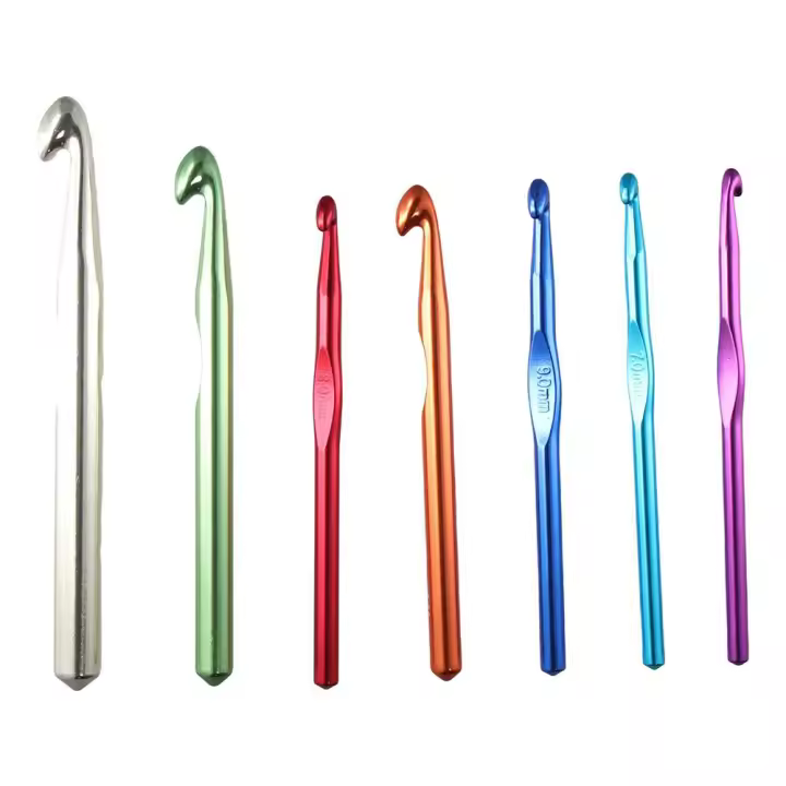 Juego De 7 Palillos De Tejer Grande De Aluminio 6.5mm 7mm 8mm 9mm 10mm 12mm 15mm Tamaño Estándar Para Mujeres Niños Y Niñas - 1