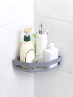 1PC Estante De Almacenamiento Triangular De PP Para Pared Organizador De Esquina Para Baño Tipo Adhesivo Para Lavabo - details 2