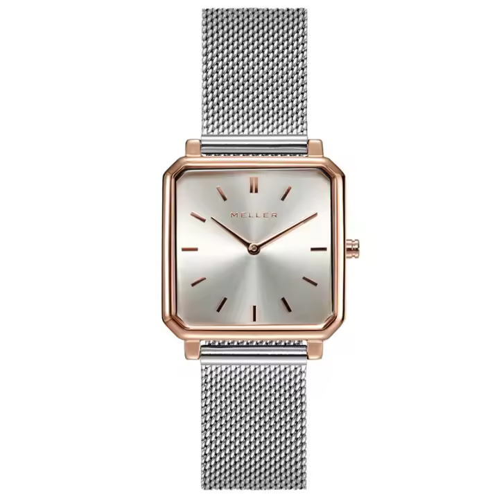 Reloj MELLER W7RP-2SILVER Madi Silver Silver Mujer tratamiento IP Oro Rosa.  Esfera de color Plata y Brazalete de Malla Milanesa de acero. - 1