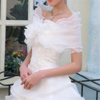 Nueva Capa De Boda Para Mujer Bolero Con Volantes Corta Roja Blanca Accesorios De Boda Económicos Tipo De Producto: Capas De Novia Material: Poliéster Nylon Técnica: Tejido a Trenzado Unidad De Medición: Pieza - details 0