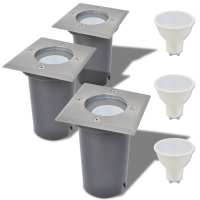 vidaXL Focos LED Empotrables de Suelo para Exteriores Plateados (3 unidades) Cantidad de bombillas Cuadrado, Circular - details 0
