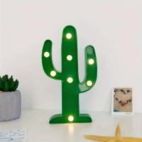 Lámpara De Noche En Forma De Cactus Verde Operada Por Batería Mini Lámpara De Mesa Para Decoración De Habitación Montaje En Pared Material Plástico - details 4