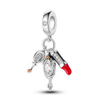 Perlas De Perfume Para Mujer Plata Esmaltada Colgante De Zapatos Altos Y Lápiz Labial Para Pulsera DIY Joyería - details 90