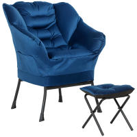 HOMCOM Sillón de Salón con Otomana Sillón de Relax Sillón para Lectura con Bolsillos Laterales y Patas de Acero para Sala de Estar Dormitorio - details 0