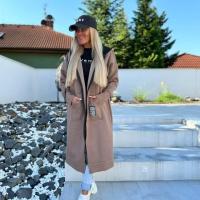 Nueva Chaqueta Larga Elegante Para Mujer 2025 Otoño Invierno Cálido Y Grueso Con Capucha Color Sólido Y Bolsillos De Terciopelo Chaqueta De Windbreaker - details 13