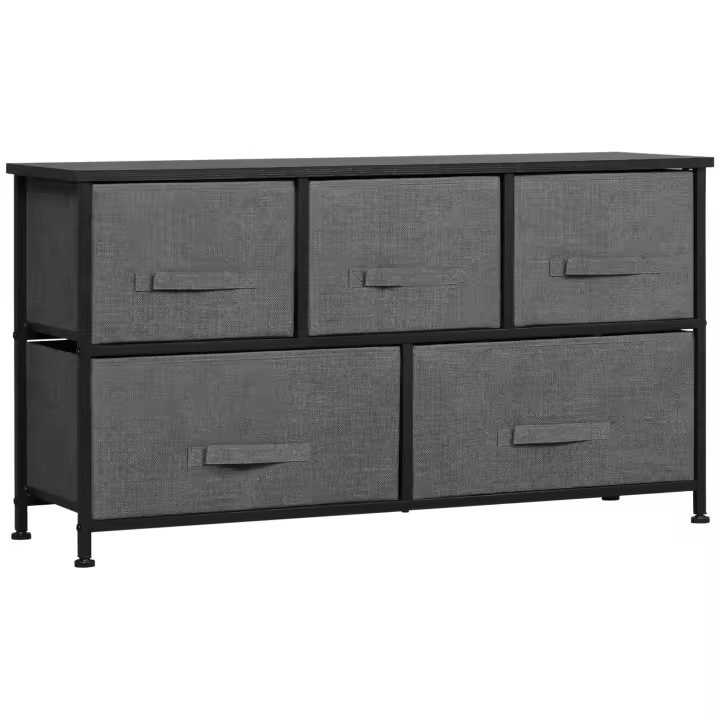HOMCOM Mueble de almacenaje cómoda 100 x 30 x 54 cm 5 cajones - 1
