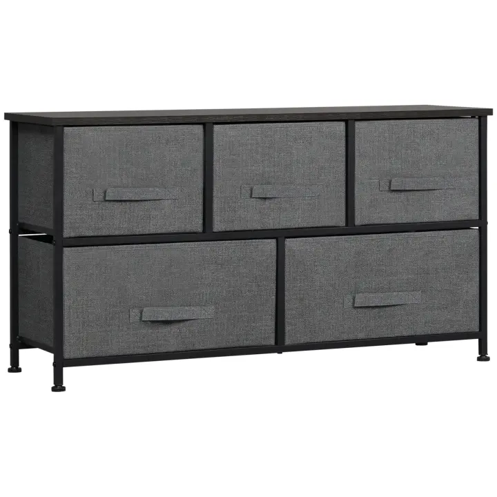HOMCOM Mueble de almacenaje cómoda 100 x 30 x 54 cm 5 cajones - 1