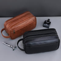 Bolsa De Viaje Para Hombres Doble Capa De Cuero PU Organizador De Baño Resistente Al Agua Para Shaving Y Cosméticos Kit Dopp Estuche De Almacenamiento - details 7