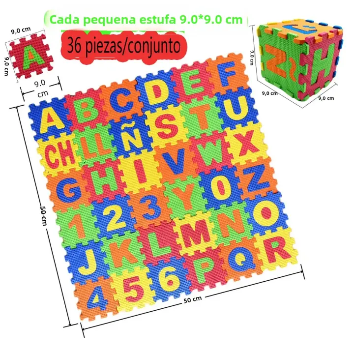 Tapete De Juego Educativo Para Bebés 36 Piezas 9cm Números Y Alfabeto Rompecabezas De Espuma Suave Regalo Para Niños Y Niñas - 1
