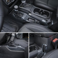 Cubierta De Decoración Para Portavasos Del Panel De Cambio De Marchas 4WD Para Jeep Wrangler JL 2018-2023 ABS Fibra De Carbono Roja Accesorios De Interior - details 5