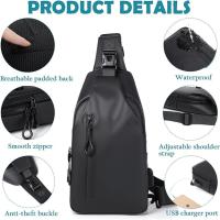 Bolso bandolera pequeño y ligero, impermeable, bandolera con puerto de carga USB, mochila bandolera unisex para deportes al aire libre. - details 3