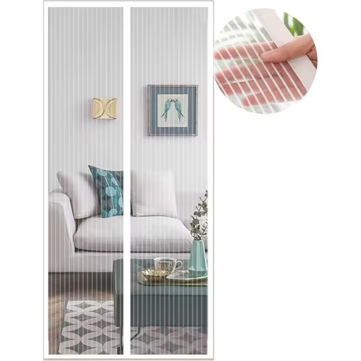 Cortina mosquitera magnética para Puertas, versión Mejorada, 85x205 cm, Malla magnética para Puerta, color Blanco, para Puertas exteriores, fácil de instalar y proteger de los Mosquitos. - 1