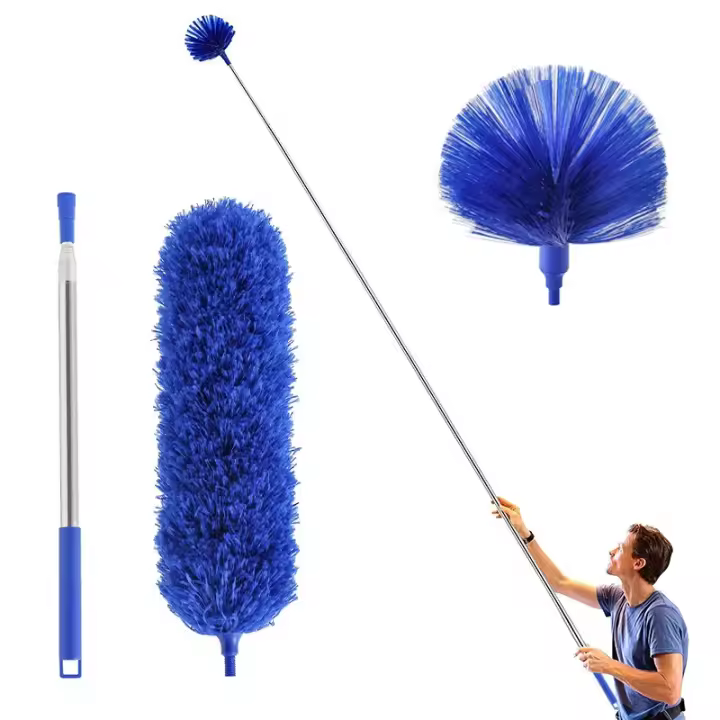 Aspirador De Techo Y Polvo Retráctil 2.5 M 3 Piezas Escoba De Araña Para Limpieza Del Techo Y Paredes Microfibra - 1