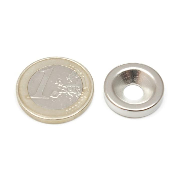 Imán de Neodimio Aiman GZ con Aro Avellanado 18x12x4 mm - Fuerza 4 kg, 1800 N, Modelo N35 para Aplicaciones Industriales y Bricolaje