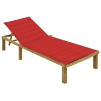 vidaXL Tumbona con cojín madera de pino impregnada en color Negro/Verde brillante/Estampado cuadros rojos y más | acolchados duraderos para sofás de jardín terraza exterior - details 10