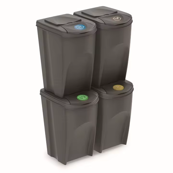 Juego de 4 cubos de reciclaje 140L PROSPERPLAST  Sortibox de plastico en color gris - 1