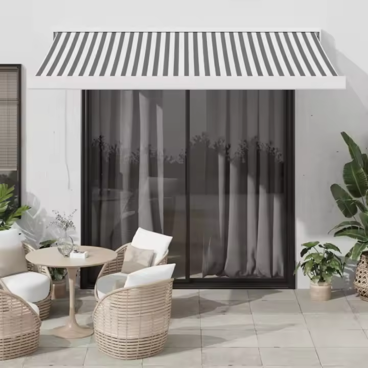 vidaXL Toldo retráctil aluminio y tela gris antracita y blanco 3x2,5 m - 1