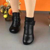 Botas De Tobillo Gruesas Y Confortables Para Caminar Color Sólido Bajo Tacón Adecuadas Para Ir a La Playa Al Lado Del Mar - details 3