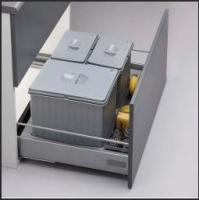 AZERO -  Cubo de Reciclaje para Interior - 1 Cubo de 14L y 2 Cubos de 6,5L - Ancho Módulo 60-25x49x54 cm - Base Recortable en Anchura y Fondo - Color Gris - Material de Plástico PVC - details 1