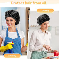 Bonnetera De Satén Para Dormir Cuidado Del Cabello Con Correa Ajustable Gorro Redondo De Baño Y Descanso Para Mujeres - details 6