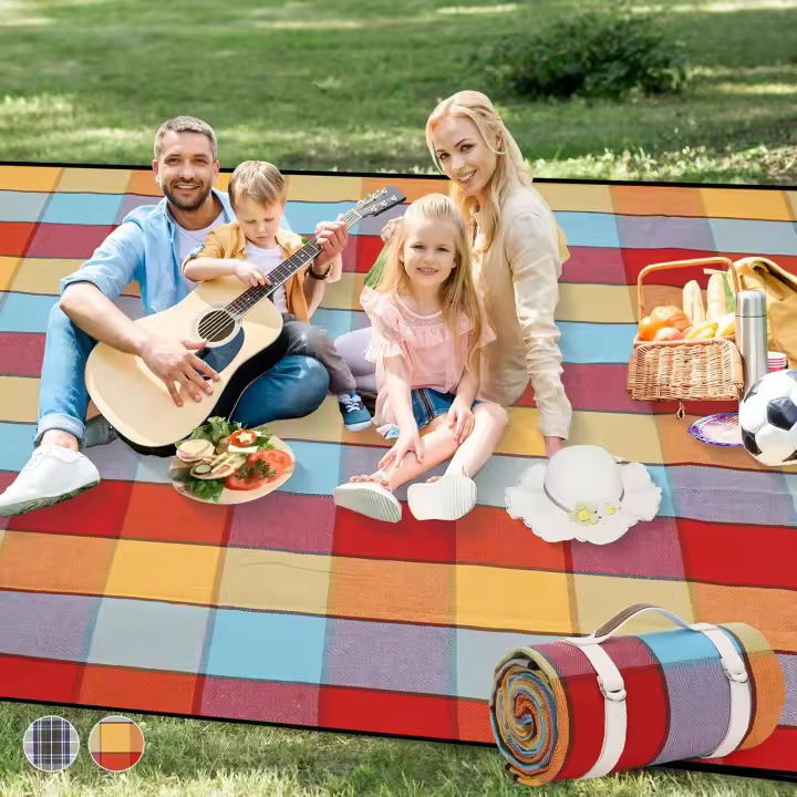 Mantas de picnics para Exterior, extragrandes, 80x80 pulgadas, Manta de picnics portáthil, impermeable, lavable a Máquina, de 3 Capas, plegable, Con respaldo a prueba de Arena para a céped, senderismo, Viajes, Consertos, Interior (GREEN) - 1