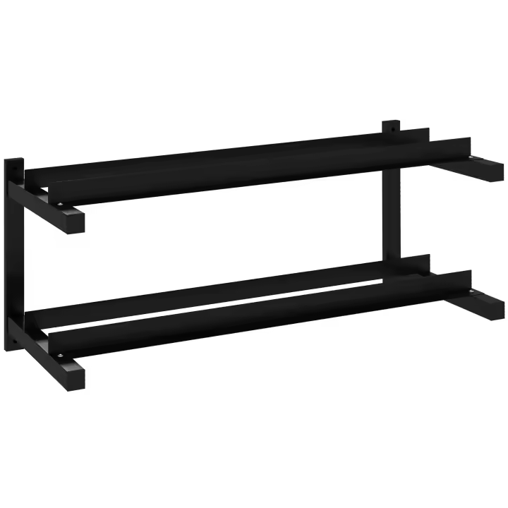 SPORTNOW Soporte para Mancuernas Soporte para Mancuernas de Pared con 2 estantes, Soporte para Mancuernas, Soporte para Pesas, Pesas rusas, Capacidad para hasta 70 kg, Acero, Negro, 98 x 40 x 35 cm - 1