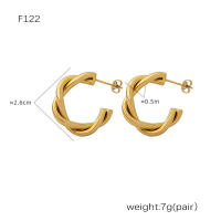 316L 304L de Maple inoxidable de Rosca de Aro Pendientes de las mujeres de la joyería de regalo Twisted Pierce Geométrico Irregular Pendientes de moda - details 6