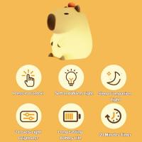 Lámpara De Noche De Silicona Capybara Para Niños Luz De Sueño USB Recargable Decoración Animal Táctil Luz De Mesa Para Dormitorio - details 3