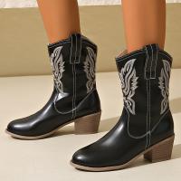 Botas Occidentales Bordadas 2024 Para Mujer Talla Grande 43 Punta Puntiaguda Botines De Otoño Estilo Cowboy Con Plataforma Cierre SLIP-ON Material De Suela RUBBER - details 10