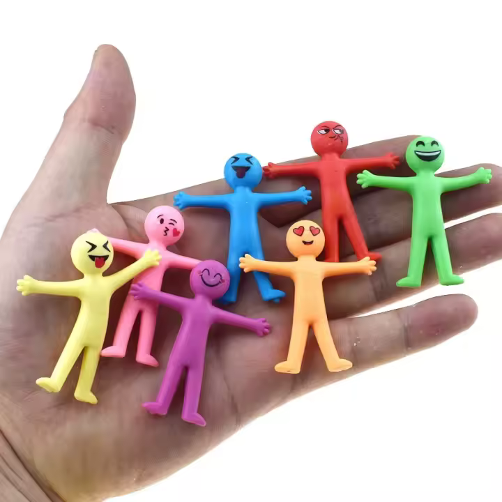 10Pcs Juguetes De Plegado Elástico Novedosos Juguetes Antiestrés Coloridos Amarillos Alivio Del Estrés Regalos De TPR Suave Plástico Creativo Muñeco Juguetes Para Adultos Y Adolescentes - 1