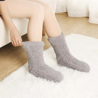 Calcetines De Cashmere Gruesos Para Mujer Otoño Invierno Sólidos De Veludo Tapete Calientes Para Dormir Cubierta De Pierna - details 6