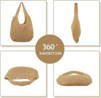 Mujeres Bolso Grande de paja Ratán Playa Bolso Hobo Bolsos Verano Tejido a Mano Bolso de paja - details 1