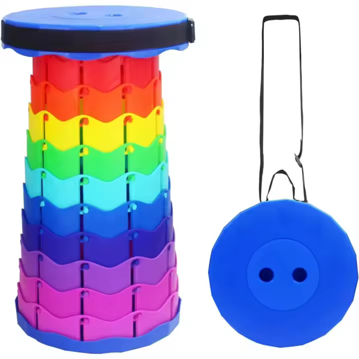 Taburete Plegable Portátil, Taburete Telescópico Ligero y Duradero para Actividades al Aire Libre como Viajes, Pesca, Senderismo y Camping (Multicolor) - 1