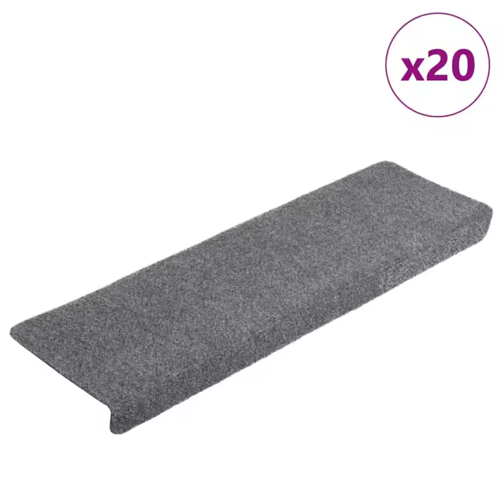 vidaXL Alfombrilla autoadhesiva escalera 20 uds gris claro 65x21x4 cm - 1