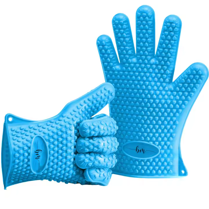 Guantes para Hornear, silicona, NUEVO: aún más resistentes al Calor, Guantes para Grill, agarraderas, Guantes para Horno Azul - 1