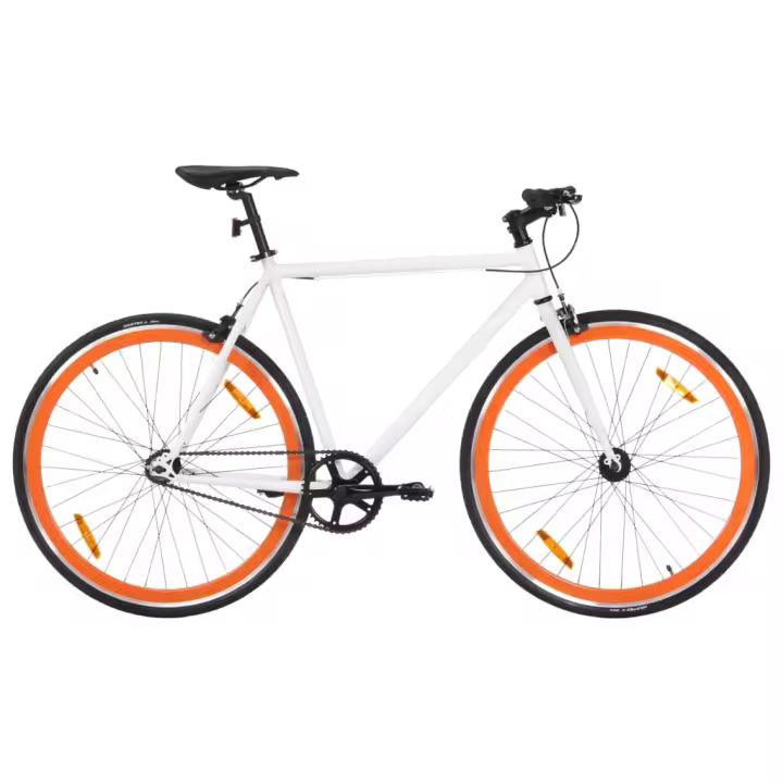 vidaXL Bicicleta de piñón fijo blanco y naranja 700c 59 cm - 1