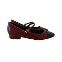 Bailarina Mary Jean Bicolor Burdeos y Negra - Zapato Plano Mujer Granate - Merceditas planta acolchada - details 1