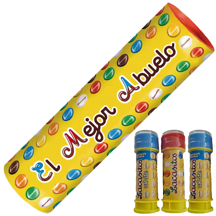 Lacasitos Megatubo 1,5 KG-El mejor abuelo + 3 POMPEROS LACASITOS - 1
